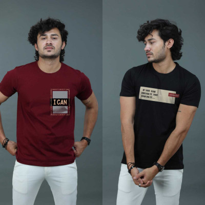 MAYUR CLOTHING Graphic Print Men Round Neck Multicolor T-Shirt
