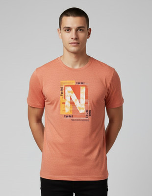 SAND PIPER Solid Men Round Neck Orange T-Shirt