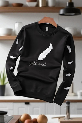 FAOES Printed Men Round Neck Black T-Shirt