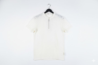 BEERHUNK Self Design Men Zip Neck Reversible White T-Shirt