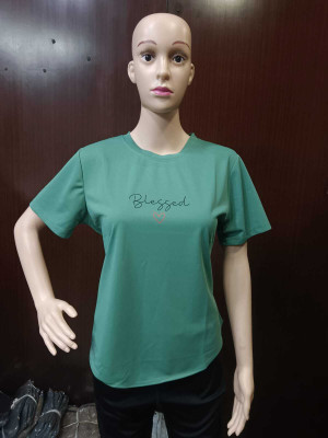 MYo2 Self Design Women Round Neck Green T-Shirt