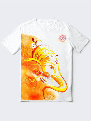 HamsaMART Printed Men Round Neck White T-Shirt