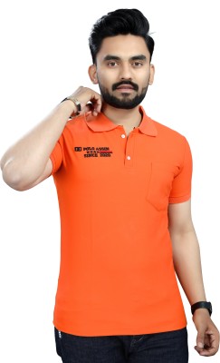 DyrectDeals Embroidered Men Polo Neck Orange T-Shirt