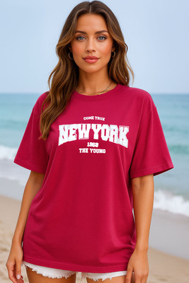 RAJARANCHO Graphic Print Women Round Neck Red T-Shirt