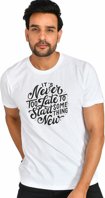 Burundi Blu Typography Men Round Neck White T-Shirt