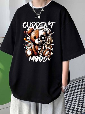 Cool Plus Printed Men Round Neck Black T-Shirt