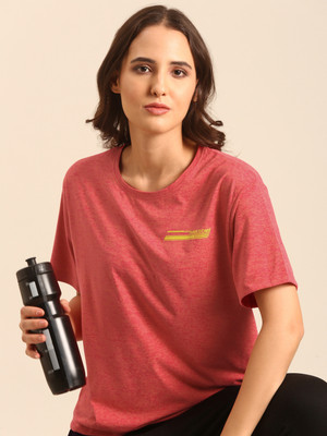 Marca Disati Solid Women Round Neck Pink T-Shirt