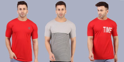 Altimate sports Printed Men Round Neck Red T-Shirt