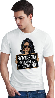 Seek Buy Love Printed Men Round Neck White T-Shirt