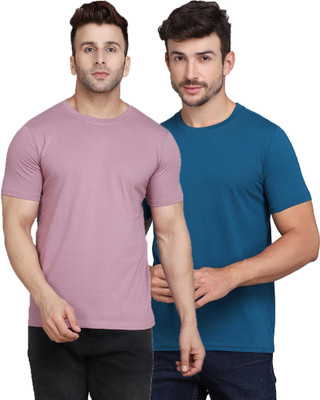 SLOWLORIS Solid Men Round Neck Multicolor T-Shirt