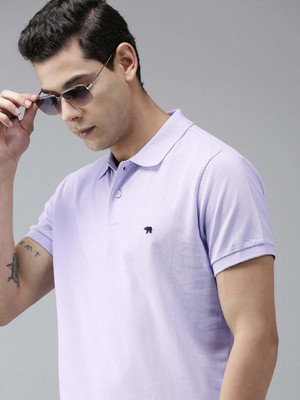 THE BEAR HOUSE Solid Men Polo Neck Purple T-Shirt