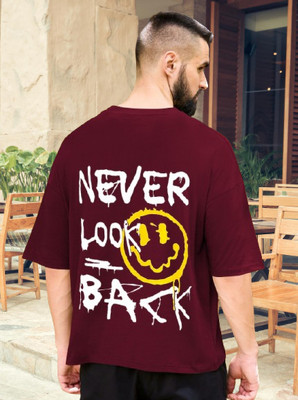 HouseOfCommon Printed Men Round Neck Maroon T-Shirt