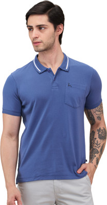PARX Solid Men Polo Neck Blue T-Shirt