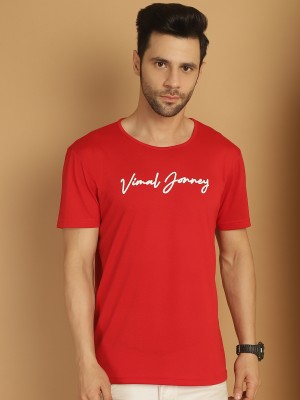 VIMAL JONNEY Typography Men Round Neck Red T-Shirt