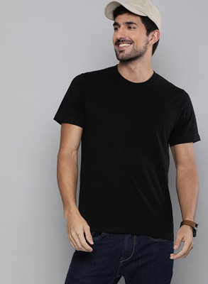 RULEDBYSUN Solid Men Round Neck Black T-Shirt
