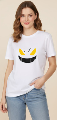 Sparrow sky Graphic Print Women Round Neck White T-Shirt