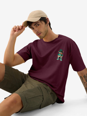Trend Twisst Graphic Print Men Round Neck Maroon T-Shirt