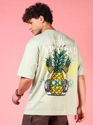 V-MART Printed Men Round Neck Green T-Shirt