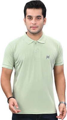 neoCardin Printed Men Polo Neck Light Green T-Shirt