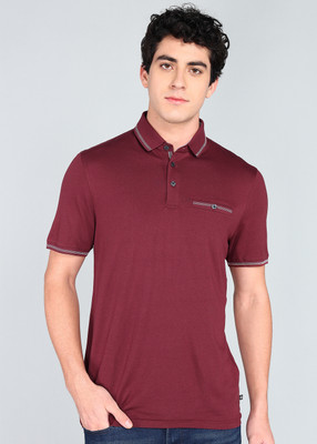 Ted Baker Solid Men Polo Neck Maroon T-Shirt