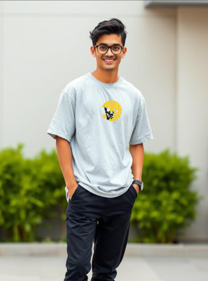 UrGear Printed Men Round Neck White T-Shirt