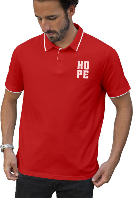 Fighterhero Graphic Print Men Polo Neck Red T-Shirt