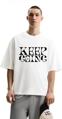 fashnobic Self Design Men Round Neck White T-Shirt