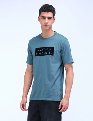 FLYING MACHINE Printed Men Round Neck Blue T-Shirt