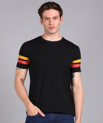 Urbano Fashion Colorblock Men Round Neck Black T-Shirt