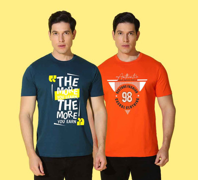 WOOSTRO Printed Men Round Neck Multicolor T-Shirt
