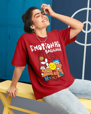 BEWAKOOF Graphic Print Women Round Neck Red T-Shirt