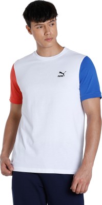 PUMA Solid Men Crew Neck White T-Shirt