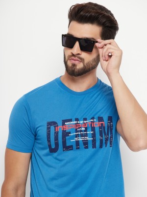 RELANE Typography Men Round Neck Blue T-Shirt
