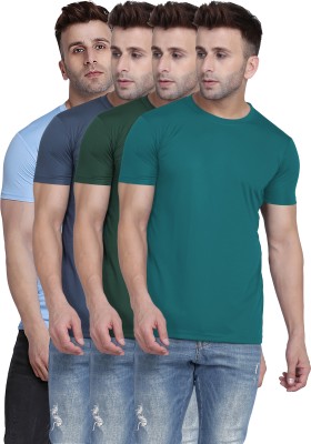 TQH Solid Men Round Neck Multicolor T-Shirt