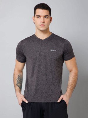 CANTABIL Solid Men V Neck Grey T-Shirt