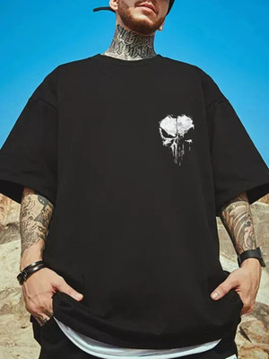 Manlino Printed Men Round Neck Black T-Shirt