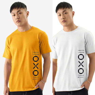 RARFASHIONATER Typography Men Round Neck Purple T-Shirt