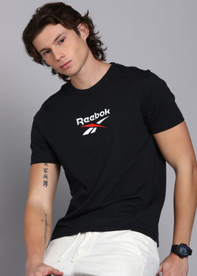 REEBOK Solid Men Round Neck Black T-Shirt