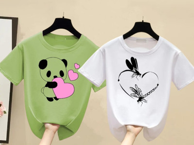 Lecowar Fashion Graphic Print Women Round Neck Multicolor T-Shirt