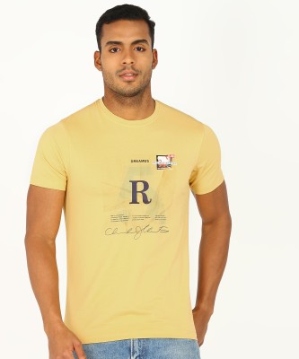 Fort Collins Printed Men Round Neck Yellow T-Shirt