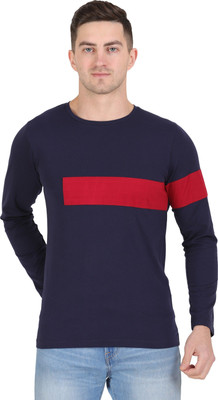 Styvibe Colorblock Men Round Neck Red, Blue T-Shirt