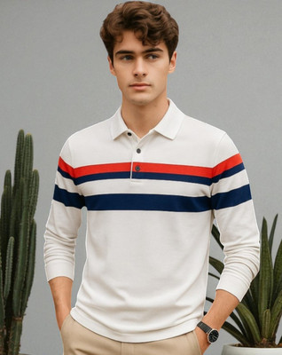 FASHIUM Solid Men Polo Neck White T-Shirt