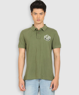 U.S. POLO ASSN. Solid Men Polo Neck Green T-Shirt