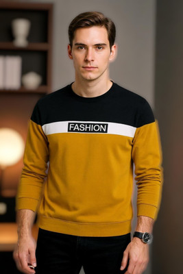 TrendShaper Printed Men Round Neck Yellow T-Shirt