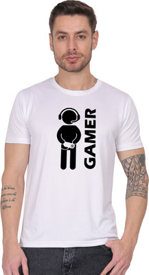 Motifashion Graphic Print Men Round Neck White T-Shirt