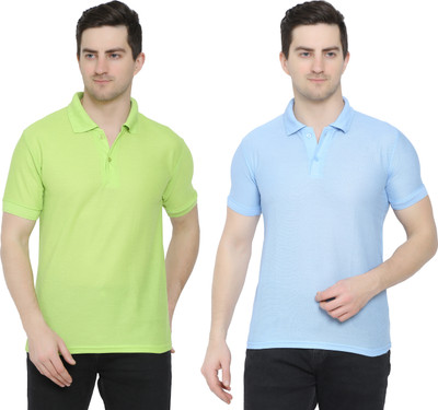 KEOTI Solid Men Polo Neck Light Blue, Green T-Shirt