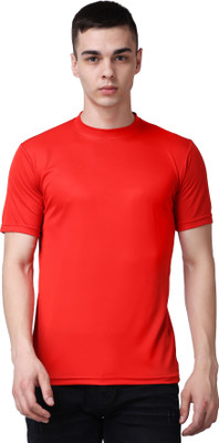 MS trading Solid Men Round Neck Red T-Shirt