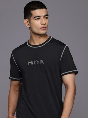 HRX by Hrithik Roshan Printed Men Round Neck Black T-Shirt