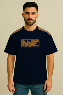 Culish Trend Printed Men Round Neck Navy Blue T-Shirt