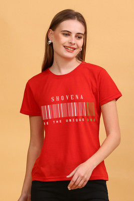 HOUSEOFFASHION Printed Women Round Neck Red T-Shirt